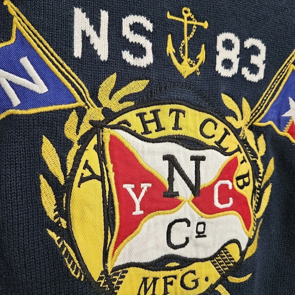 Nautica Sweater Mens XL Navy Sailing Team Yacht‎ Club Graphic Cotton Crewneck